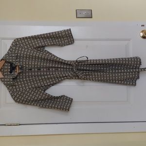 Express mid-length dress, 3/4 sleeves, sz 5-6, black and off-white pattern